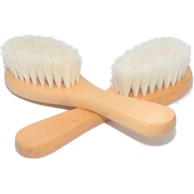 Cepillo de limpieza facial de cerdas de lana suave natural, cepillo exfoliante para el cuidado de la piel de la cara, paquete de 2 limpiadores de cepillo facial con mango de madera