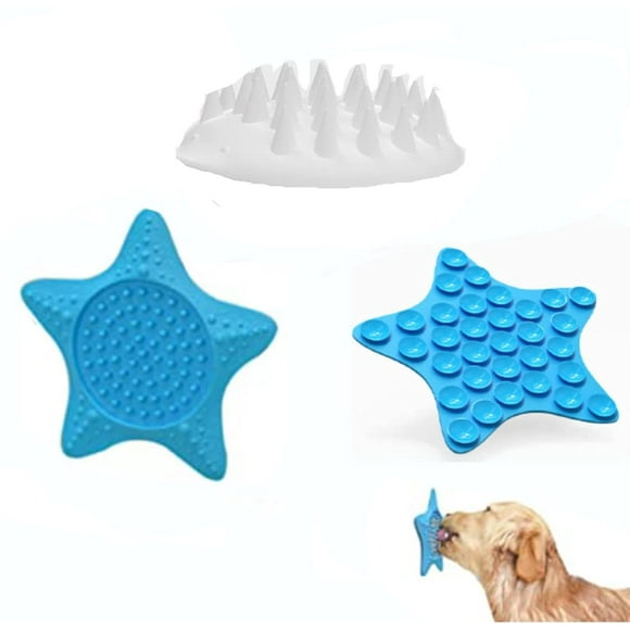 Silicone Pet Lick Pad with Shampoo Brush,Massage Care Brush,Remove Floating Hair,Starfish Shape Dog Slow Food Lick Pad,Slow Treater Mat with Suction for Pet Shower