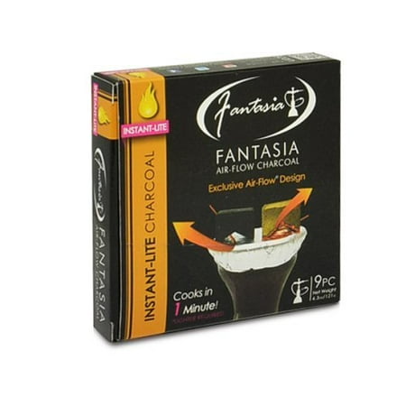 - Fantasia Air Flow Hookah Shisha Instant Lite Charcoal - 9 pieces