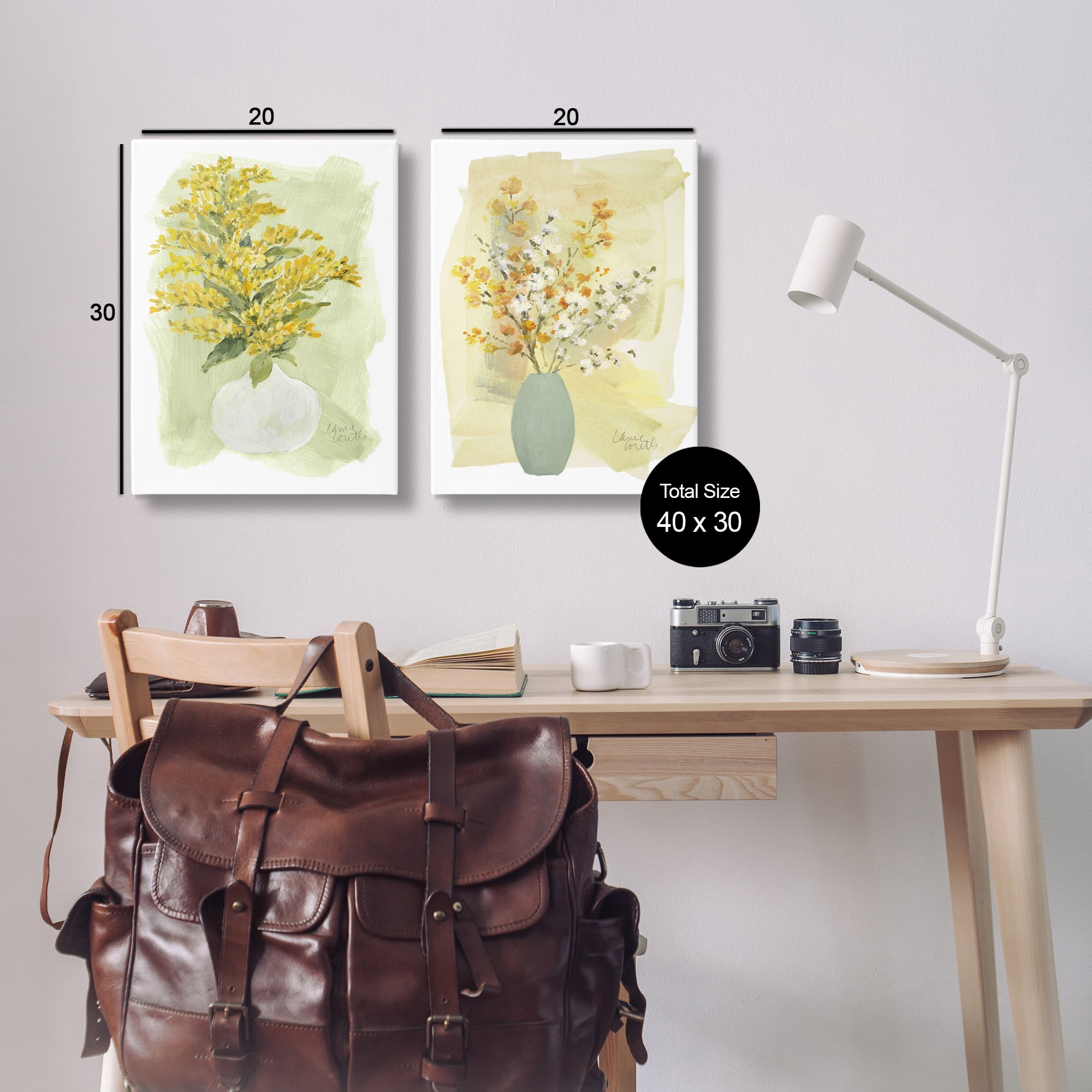 Stupell Industries Yellow Wildflowers in Bloom Floral & Botanical Painting Wrapped Canvas Art Print Wall Art, 20 x 30, Set of 2