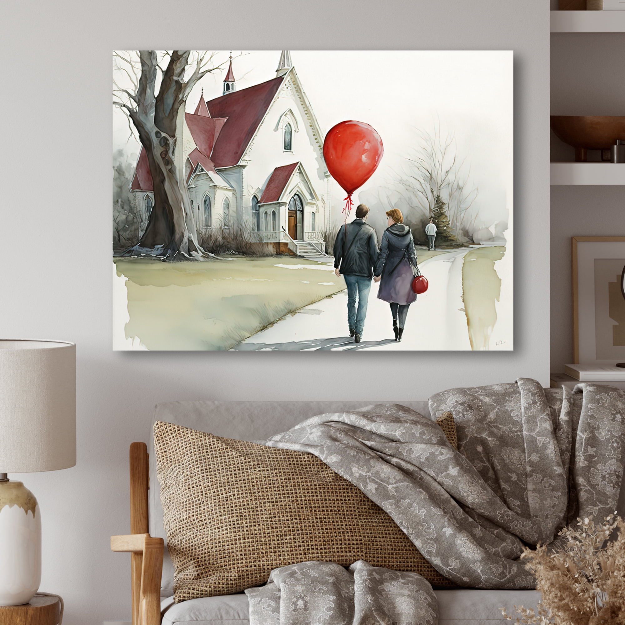 Designart Couple In Love Going To The Church II Canvas Wall Art