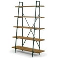 thumbnail image 6 of Ailis 71.5" Leaning Etagere Brown Pine Wood Metal Frame Bookcase Five-shelf Media Tower, 6 of 6