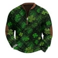 thumbnail image 4 of Men's St Patrick's Day Half Zip Sweatshirt Long Sleeve Clover Graphic Pullover, 4 of 5