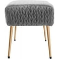 thumbnail image 7 of DUHOME Modern Quilt Velvet Ottoman , Upholstered Entryway  for livingroom Bedroom Benches for End of Bed with Gold Legs, Padded Soft Dining Kitchen  Vanity Benches,Grey, 7 of 7