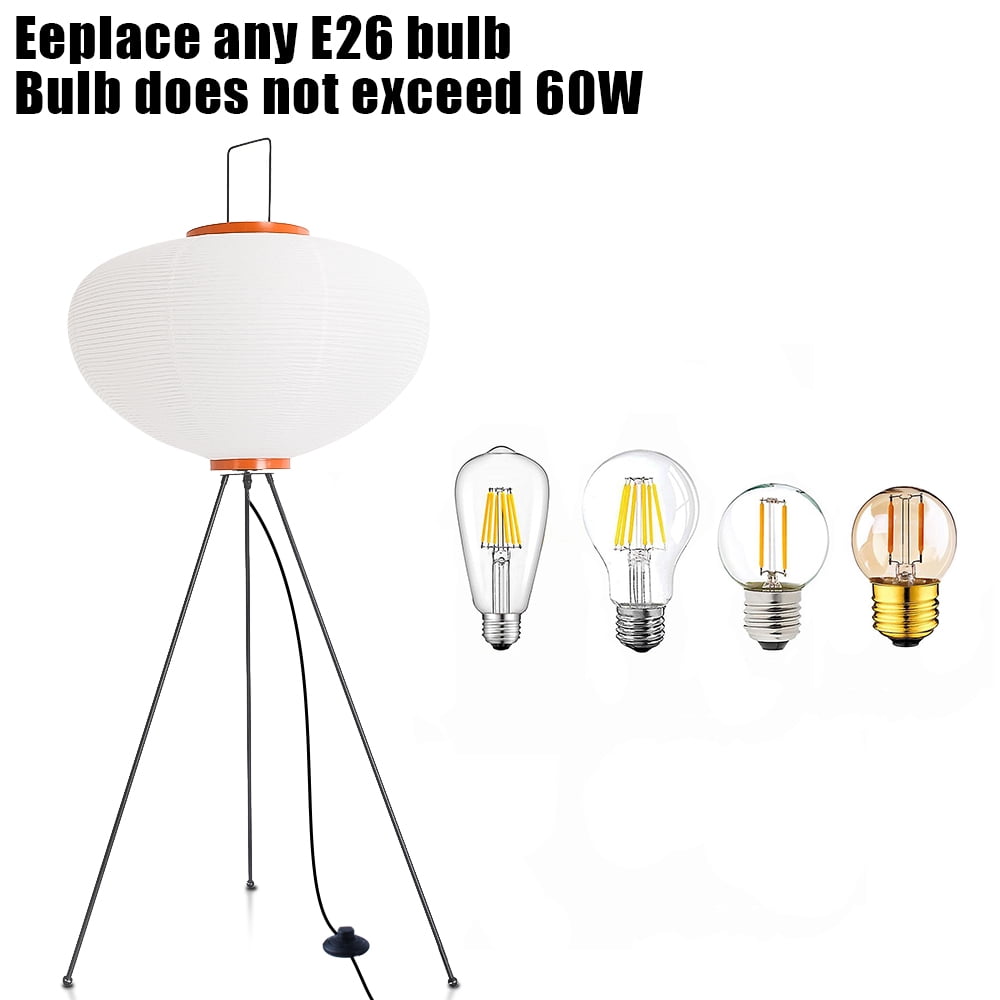 Elinkume Handmade rice paper modern floor lamp for bedroom, living room and office (bulb not included).