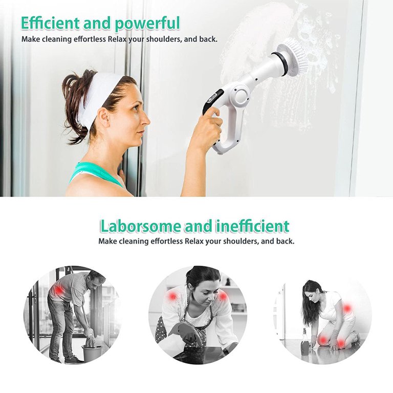 Electric Spin Scrubber, Power Scrubber Cordless High Rotation Handheld  Bathroom Scrubber Rechargeable with 3 Replaceable Cleaning Brush Heads for  Cleaning Tub, Tile, Floor, Sink, Wall, Window 