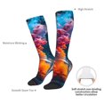 thumbnail image 4 of Goofa Modern Art Red And Blue Colors Pattern Adult Stockings, Color-Block Knee High Socks, Comfortable and Breathable, Soft and Stretchable, Sports, and Decoration, 4 of 6