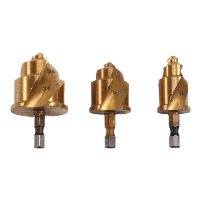 Broca Escalonada de 3 Piezas 20/25/32 mm con Ranura Giratoria Límite Brocas Cónicas Elevación PPR para Escariado Tuberías Agua