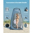 thumbnail image 5 of VEVOR Pop up Shower Tent, Instant Portable Privacy Tent Changing Room with Ground Stakes, Ropes, and Carry Bag, 190T Polyester with Silver Coating, Quick Setup, for Camping, Beach, Fishing, Blue, 5 of 9