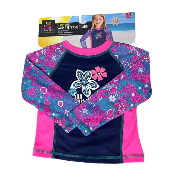 Sun Smart Rash Protective Sleeves and Collar Guard Comfortable Swim Tee Surf's, Medium, Pink