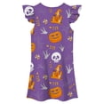 thumbnail image 4 of LUOGENLI Girls Halloween Fly‑Sleeve Nightgown, Kids Pumpkin Print A‑Line Sleep Home Dress a-Purple 3-4 Years, 4 of 5
