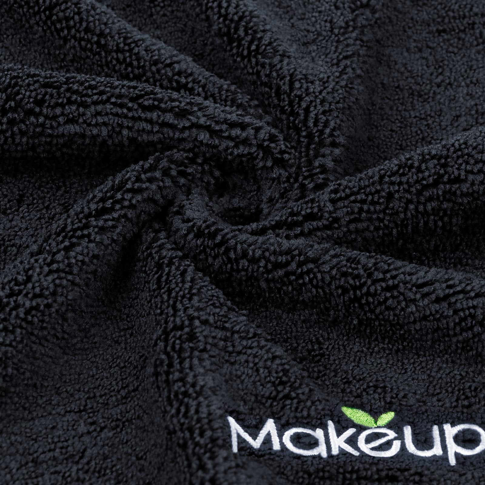 Microfiber Makeup Remover Cloths - Super Soft, Quick Dry Face Towels for Cleansing, 13 x 13 Inch, 6 Count, Black