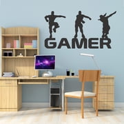 LEAQU Gamer Wall Sticker Boy with Game Controller Wall Decals, Creative Waterproof Self-Adhesive Video Game Wall Posters Gaming Wallpaper Home Decor for Kids Boys Room Bedroom
