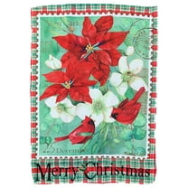 Christmas Floral Cardinal Holiday Decorative Garden Suede Flag 18x12.5 Inch