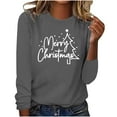 thumbnail image 1 of Timegard Hauts pour Femmes Joyeux Noël Imprimé Manches Longues Col Rond Chandail Décontracté Ample Confortable Automne, 1 of 4