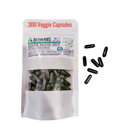 Green Algae Duo - Spirulina & Chlorella - Superfood - Special Blend - 300 Veggie Capsules, 500mg