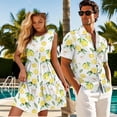 thumbnail image 3 of Yuyamidu His and Hers Matching Outfits Lemon Dress Mens Shirts Womens Summer Dresses Tank Mini Dress Men's Button Down Shirts Sleeveless A-Line T-Shirt Dresses Beach Sundress White S, 3 of 6