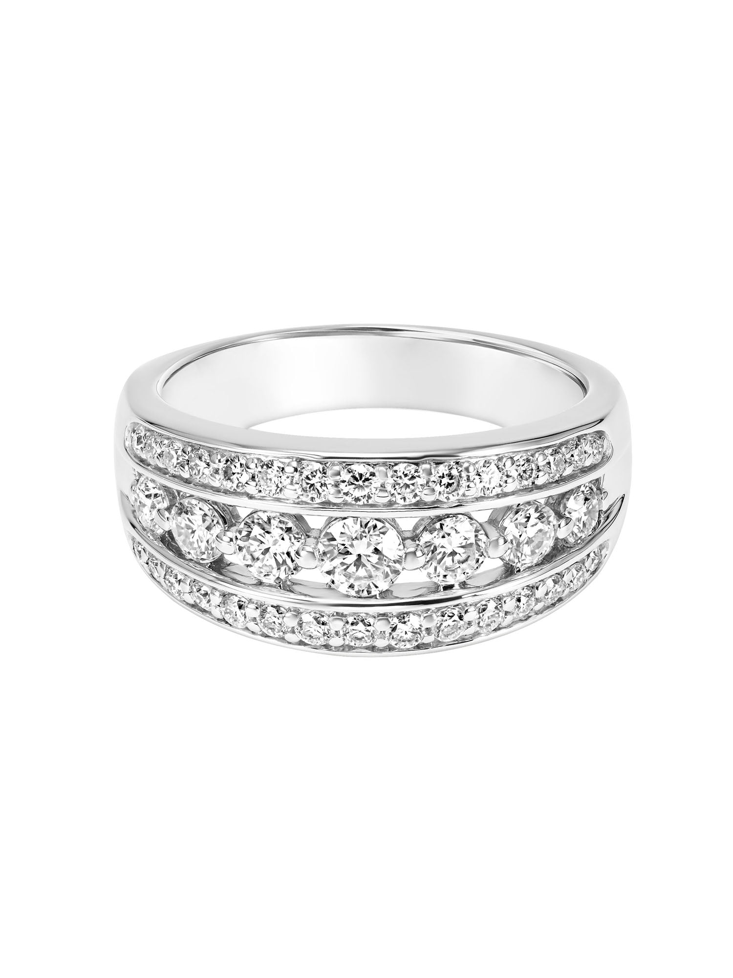1 Carat DEW Moissanite Sterling Silver Three-Row Anniversary Band