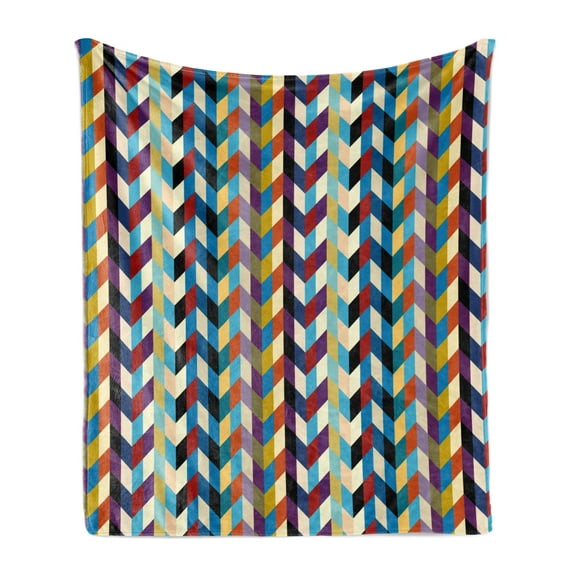 Abstract Soft Flannel Fleece Throw Blanket, Continuous Pattern of Braided Look Motifs in Different Tones Surreal Print, Cozy Plush for Indoor and Outdoor Use, 60" x 80", Multicolor, by Ambesonne