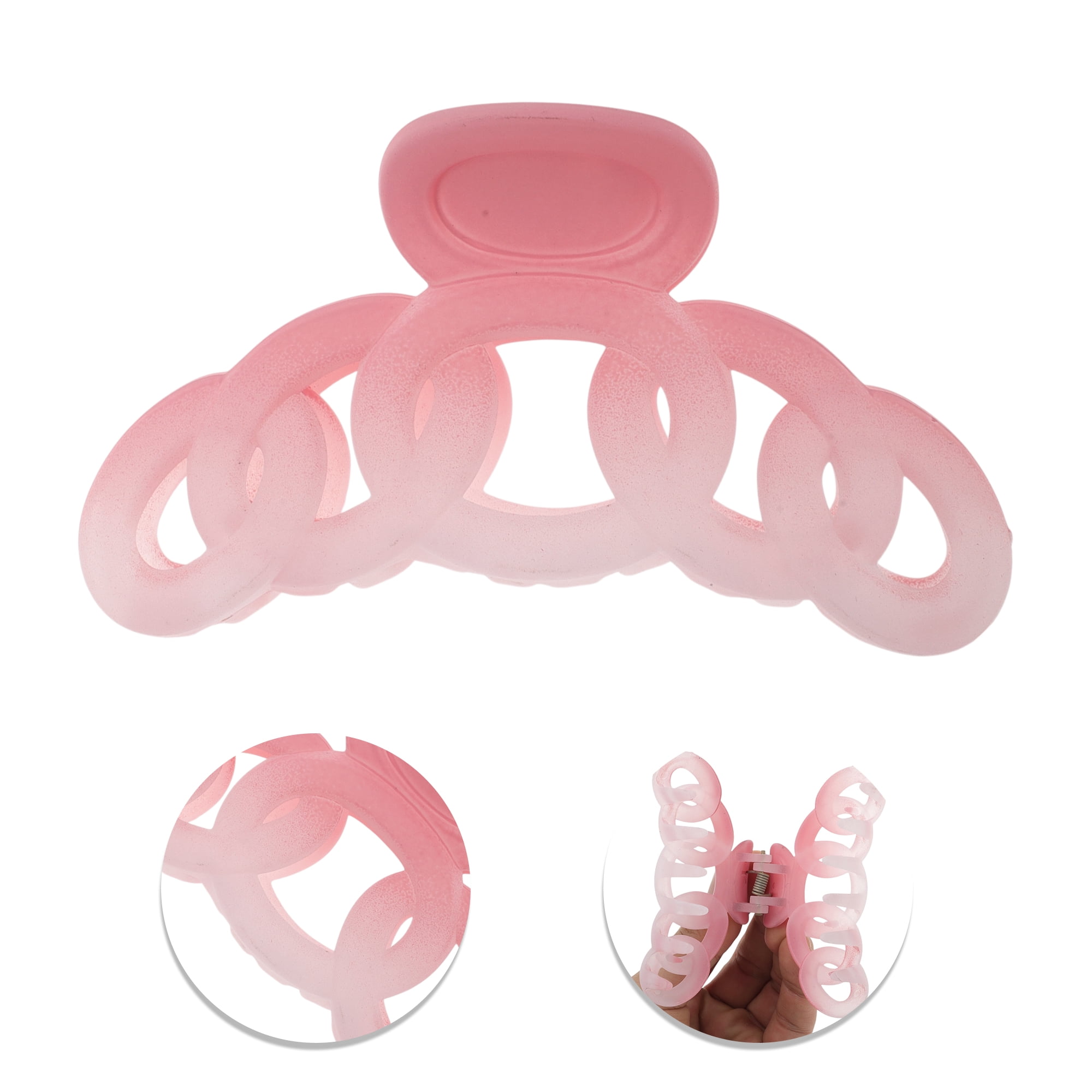 Unique Bargains Elegant Rectangle Frosted Hair Clips Gradient Pink 4 Pcs Cable & Rectangle & Chain & W Shape