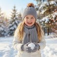thumbnail image 2 of YUANxueke Kids Winter Hat Scarf Gloves Set, Girls Boys Pom Hat Beanie Knitted Scarves Mittens, 3-Piece Thick Ski Sets, 2 of 4