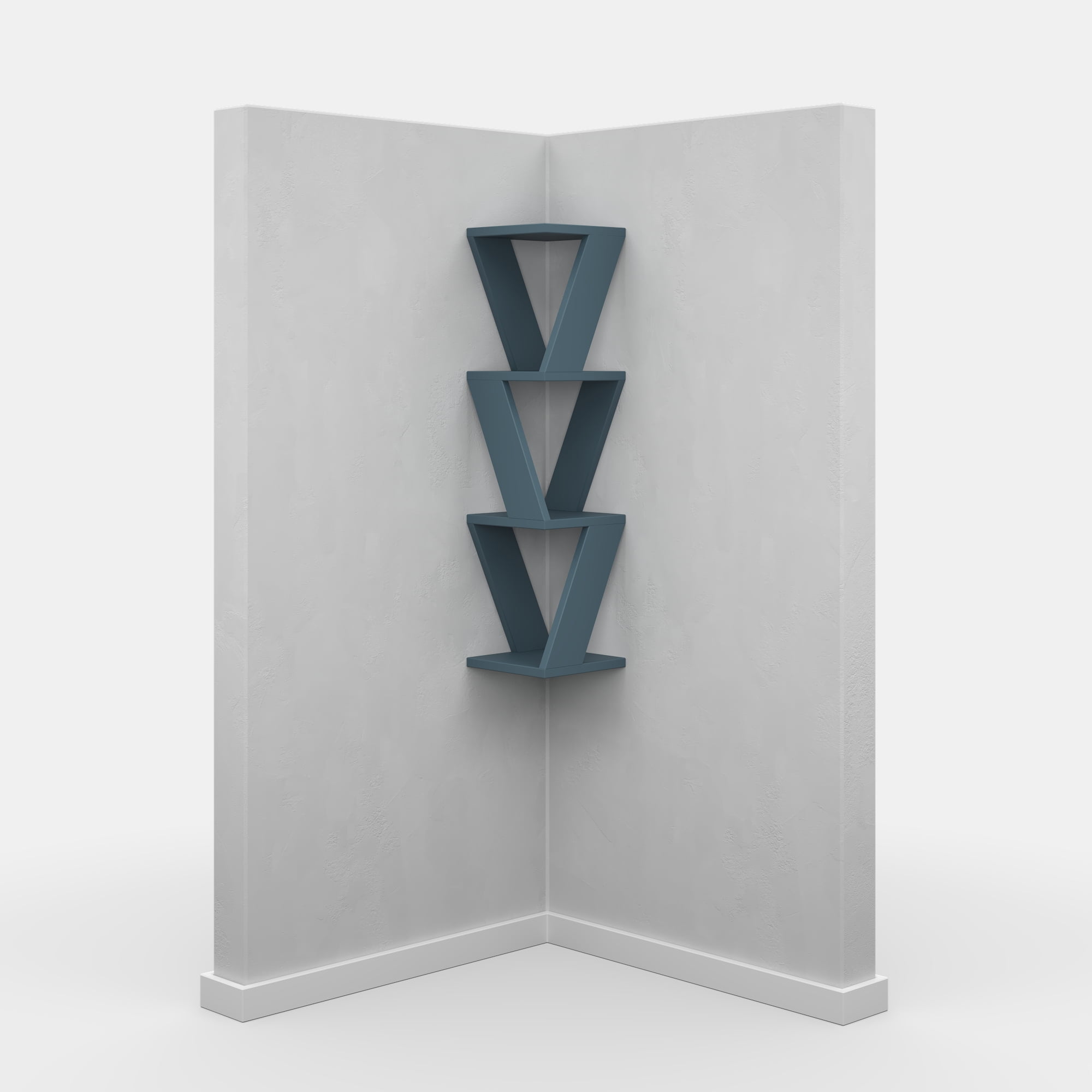 Ada Home Decor Furniture 8.66" 3 Tier Petrol Blue Chicago Modern Wall Shelf