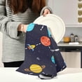 thumbnail image 3 of Cartoon Cosmic Planet Kitchen Dish Towels Set of 1, Stars Rocket Washable Tea Towels Dishcloths Lint-Free 18x28 Inch Fast Drying for Kitchen Restaurant Bar Clean, 3 of 7