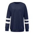 thumbnail image 5 of WTXUE Long Sleeve Shirts for Women Color Block Comfy Crewneck T Shirt Basic Tees Loose Casual Blouses Oversized Tunic Tops Patchwork Blouse Fall Outfits 2026 Trendy Spring Clothes Navy M, 5 of 5