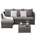 thumbnail image 3 of 2-Piece Patio Furniture Set, Outdoor Woven Sectional L- Shaped Patio Furniture , Wicker Conversation Set with Ottoman, Detachable Lounger Table for Backyard Poolside (Dark Grey), 3 of 11