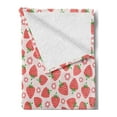 thumbnail image 2 of Strawberry Soft Flannel Fleece Throw Blanket, Retro Style Pattern with Graphic Strawberries and Flower Petals, Cozy Plush for Indoor and Outdoor Use, 50" x 70", Dark Coral Pale Pink, by Ambesonne, 2 of 5