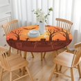 thumbnail image 3 of Spooky Season Round Tablecloth Elastic Fitted 52 Inch - Halloween Pumpkin Design Washable Table Cover for Kitchen Dining, 3 of 6