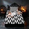 thumbnail image 5 of Homewish Ghost Face Checkered Twin Sheets, Halloween Spooky Grid Bedding, Black White, 3 Pieces (1 Flat Sheet, 1 Fitted Sheet and 1 Pillowcase), 5 of 6