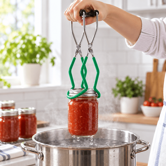 1Pc Stainless Steel Jar Lifter Tongs, Grass Green Anti-Scald Non-Slip Tongs, Wide Mouth Jar Gripper with Ergonomic Handle, Ideal for Canning & Kitchen Use, 5.91*8.86in