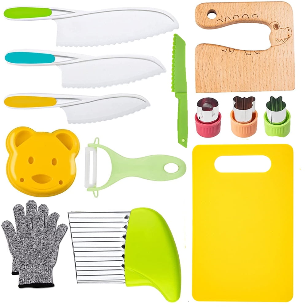 13/17 pcs Montessori Kitchen Tools Set Cooking Set Toddler Safe Knives Set