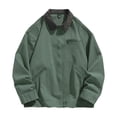 thumbnail image 2 of GrmtClth Mens Jackets Vintage Full Zip Long Sleeve Trucker Jackets Lightweight Loose Fit Outerwear Coats with Pockets Dark Green XXL, 2 of 6