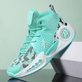 thumbnail image 4 of Unisex Basketball Training Shoes - Non-Slip, Durable Sneakers with Breathable Mesh & Synthetic Upper, Lace-Up Design for Outdoor Sports, Hiking & Casual Wear - Teal & Black Color Scheme, 4 of 9