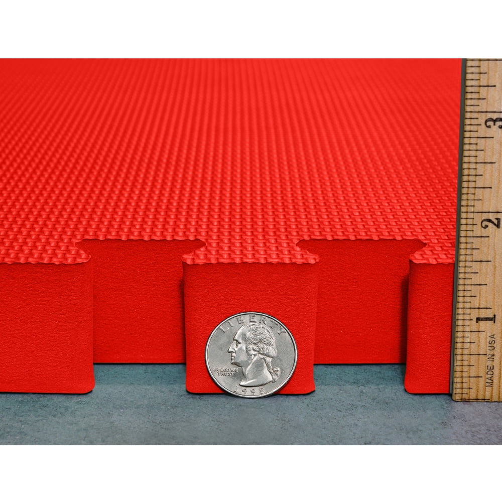 Meister X-THICK 1.5" Interlocking EVA Foam Mats - 2X Cushion for Wrestling, MMA Takedowns & Gymnastics - 2'x2' Tiles - Red - 10 Tiles (40 Sqft)