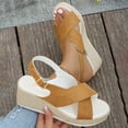 thumbnail image 4 of Wedge Sandals for Women Dressy Summer Platform Strappy Espadrille Casual Slingback Wedges Heels Open Toe Arch Support Pumps Shoes Khaki Size 7, 4 of 7