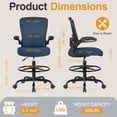 thumbnail image 2 of COOLHUT Home Office Chair with Flip-up Armrests for Standing Desk, Ergonomic Computer Office Desk Chair with Adjustable Foot Ring, Office Desk Chairs with Adjustab Lumbar Support, Navy Blue, 2 of 11