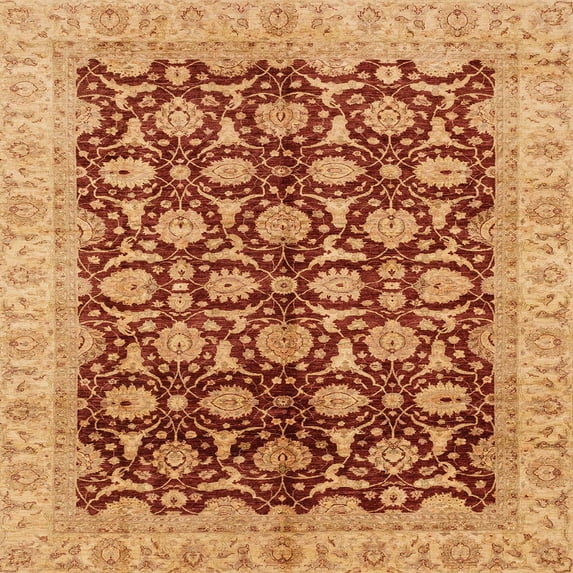 Ahgly Company Indoor Square Abstract Orange Oriental Area Rugs, 4' Square