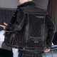 thumbnail image 3 of Abrigo vaquero con botones negros de otoño para hombre, chaqueta vaquera para hombre, estilo punk, motociclista, con bordado japonés, precio bajo, desgastado, lavado, 3 of 5