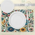 thumbnail image 3 of Ambesonne Colorful Place Mats Set of 4, Leafy Spring Floral Garden, Standard Size, Pale Green Sea Blue Red, 3 of 5