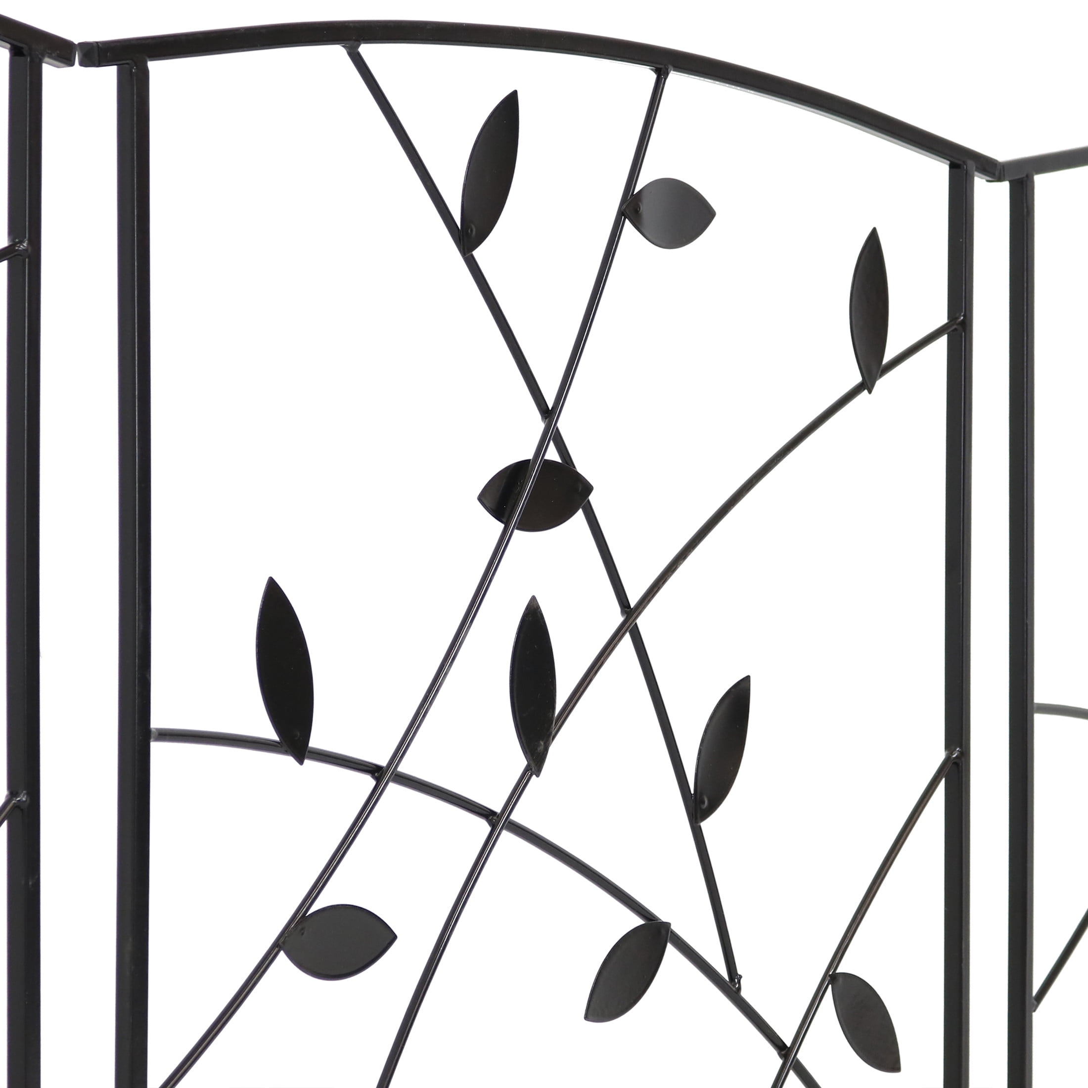Sunnydaze Modern Leaves and Vines 32" x 26" Black Steel Decorative Garden Fence Panels (5 Count)