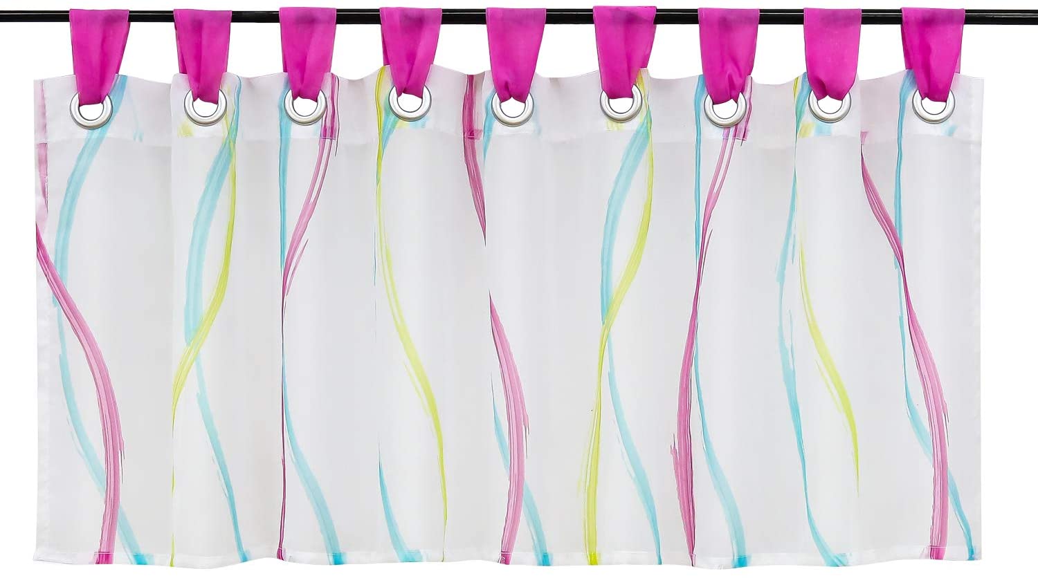 Window Curtain Sheer Voile Cafe Net Curtain with Loops Waves Pattern