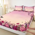 thumbnail image 4 of Manfei Happy Halloween Bats Bed Sheets,Countryside Botanical Floral Full Size Sheets,Pink,4 Pieces,1 Flat Sheet, 1 Fitted Sheet and 2 Pillowcases, 4 of 6
