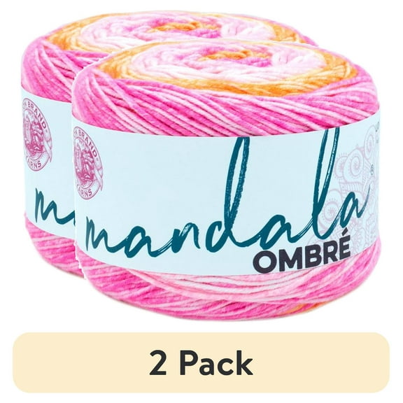 (2 pack) Lion Brand Yarn Mandala Ombre SereneCake Medium Acrylic Multi-color Yarn