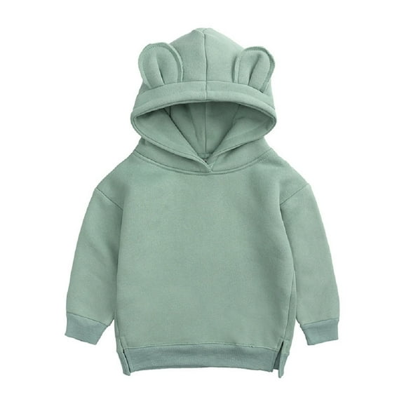 Godderr 4-12Y Kids Toddler Baby Pullover Hoodie Sweatshirt for Boys Girls Fleece Bear Ears Jackets Newborn Solid Color Autumn Style Sweatsuit