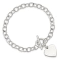 thumbnail image 3 of Sterling Silver Bracelet with station 6 mm 8.5 in Polished Engraveable Heart Charm, 3 of 4