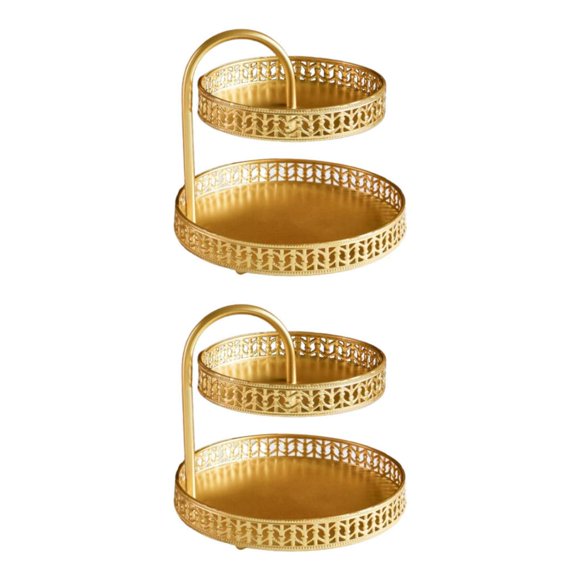 Advancent 2 Layer Iron Decorative Tray Fruit Free Diaplay Home Decor Standing Vege Type2 NO2