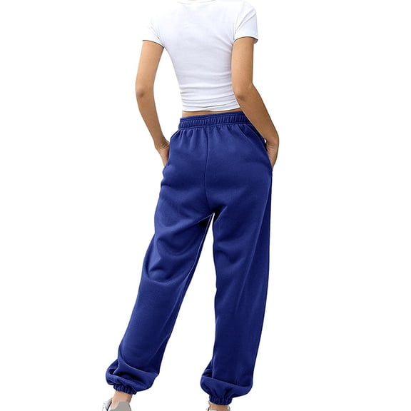 Gubotare Women Sweatpants Women's Tri-blend French Terry Jogger with Pockets,Blue L
